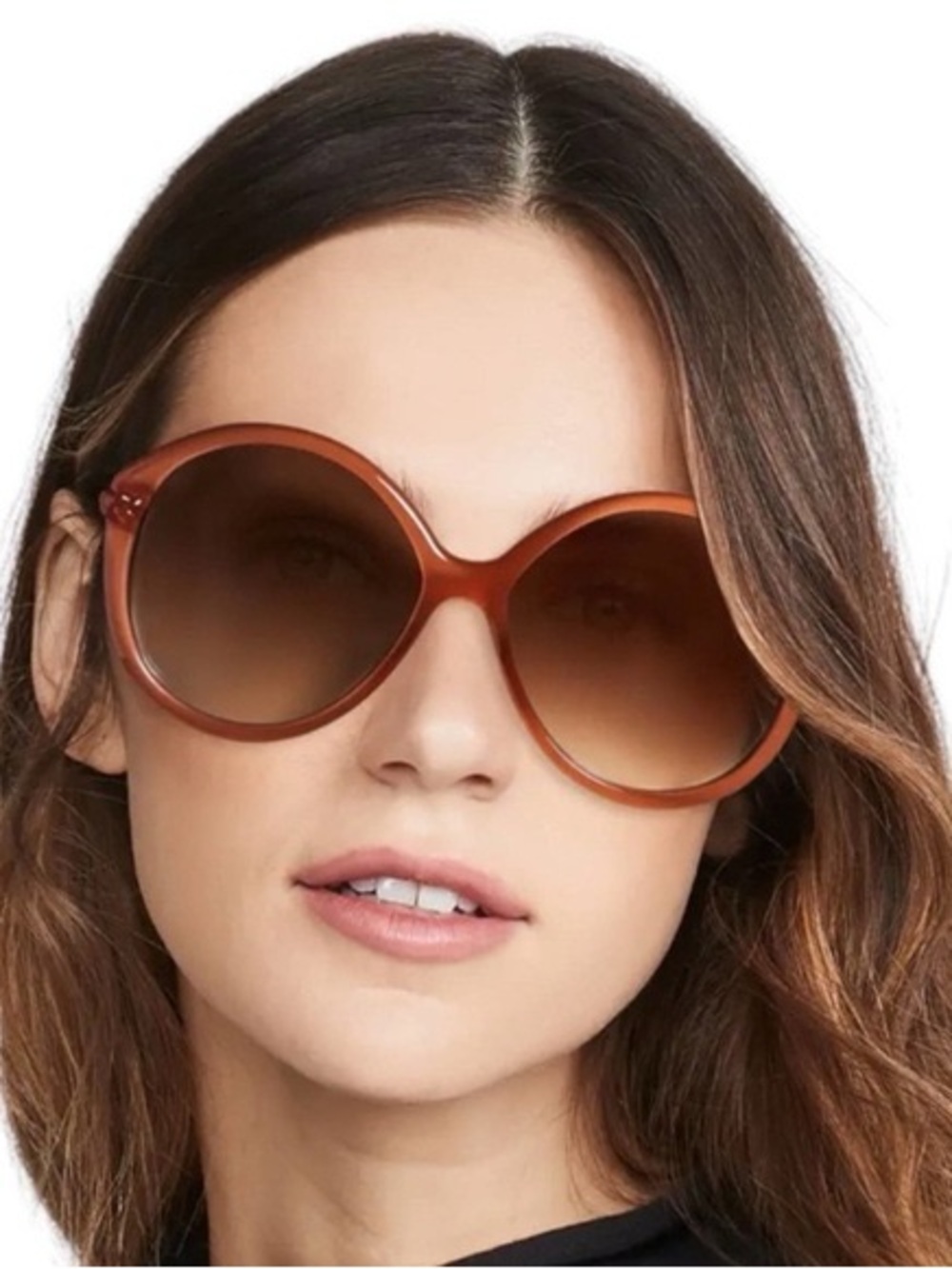 Chloe Round Oversized Sunglasses - Tortoise Brown Gradient